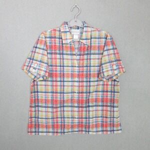 Alfred Dunner Women's Plaid Short Button Front Shirt Sleeve Size M